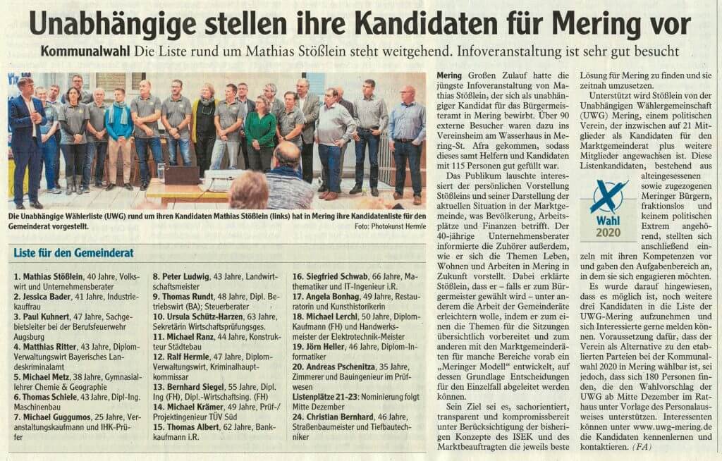 Augsburger Allgemeine Zeitung vom 23.11.2019